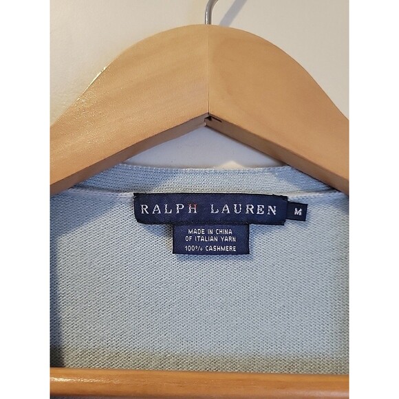 VTG Ralph Lauren Blue Label 100% Cashmere Cardigan Long Sleeve Blue Women's M - Picture 4 of 9